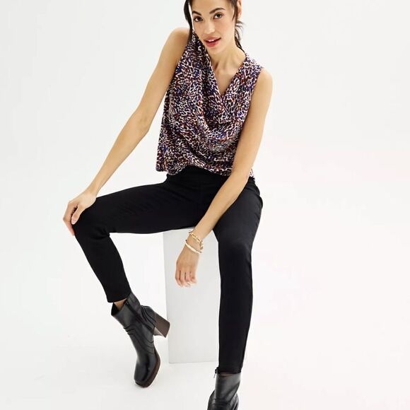 Nine West Cowl Neck Shell BLACK L NWT - Picture 4 of 8